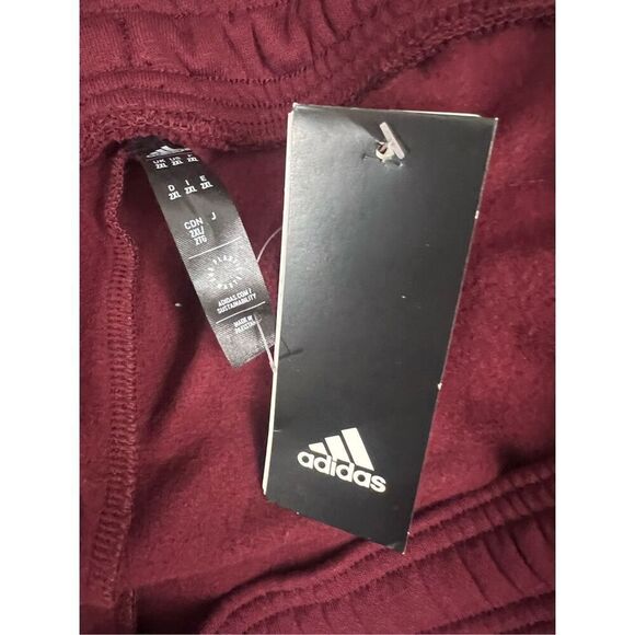 Adidas Men Multi Sport Track Pants 2XL Burgundy Shadow Red Drawstring Fleece - Picture 8 of 12